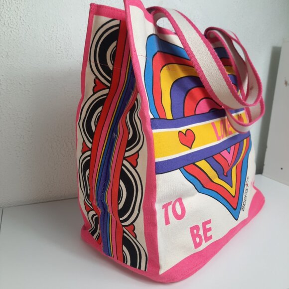 NWT Brighton Rainbow Bright Large Canvas Tote, Versatile "Love To Be Bold" 14x15 - Picture 9 of 10